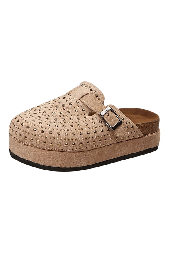 Women's Platform Clogs Shoes Buckle Cork Footbed Closed Toe Wide Width Slip on Potato Shoes