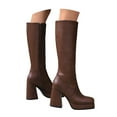 thumbnail image 1 of YLYL Women's Platform Knee High Boots Chunky Block Heel Square Toe Long Boots with Side Zipper, 1 of 9