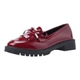 thumbnail image 1 of YLYL Women's Platform Loafers Patent Leather Bow Tassel Lug Sole Slip on Business Work Oxfords Shoes, 1 of 9