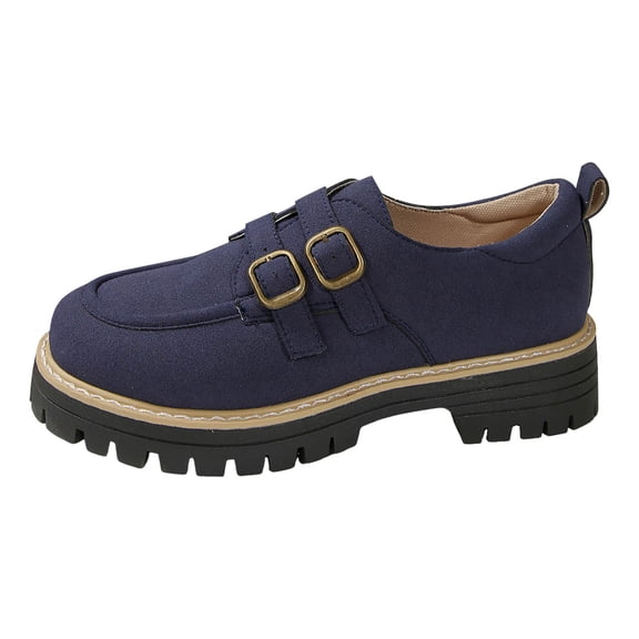 YLYL Women's Platform Loafers with Lug Sole Chunky Heels Slip on Comfortable Casual Office Business Dress Shoes