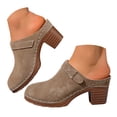 thumbnail image 1 of YLYL Women's Platform Mules Chunky Mid Heel Closed Round Toe Slip on Fashion Retro Backless Clogs, 1 of 9