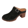 thumbnail image 1 of YLYL Women's Platform Mules Chunky Mid Heel Closed Round Toe Slip on Fashion Retro Backless Clogs, 1 of 9