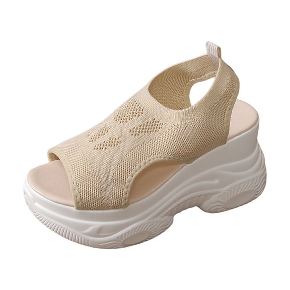 YLYL Women's Platform Sandals Espadrille Breathable Mesh Wedge Heel Open Toe Slip on Summer Beach Sandals