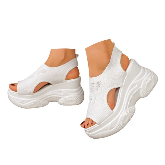 YLYL Women's Platform Sandals Espadrille Breathable Mesh Wedge Heel Open Toe Slip on Summer Beach Sandals