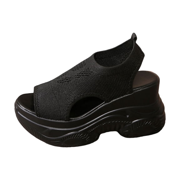 YLYL Women's Platform Sandals Espadrille Breathable Mesh Wedge Heel Open Toe Slip on Summer Beach Sandals