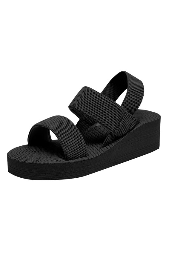 Women's Platform Wedge Sandals Elastic Ankle Strap Slip on Lightweight Comfortable Summer Beach Shoes