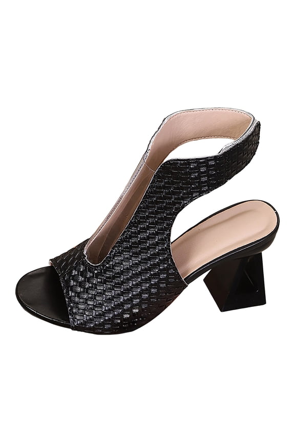 Women's Pump Sandals Open Toe Chunky Block Heel Slip on Fashion Casual Summer Dress Shoes