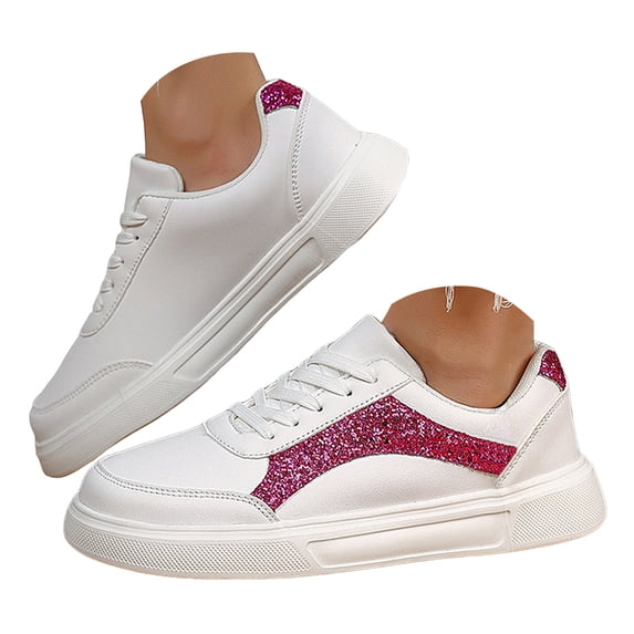 YLYL Sneakers for Women Men with Sequin-Embroidered Low Top Lace up Comfortable Casual Slip on Walking Shoes