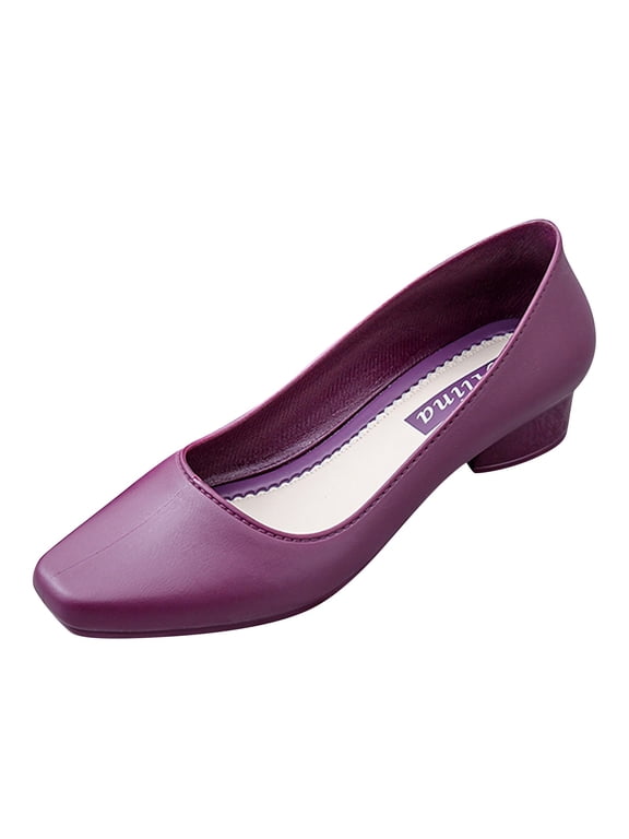 Women's Pumps Chunky Heel Square Toe Wide Width Slip on Work Office Business Dress Shoes