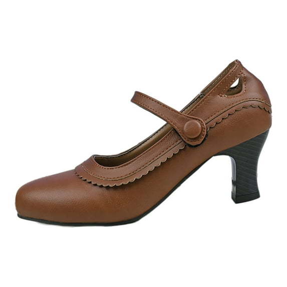 YLYL Women's Mary Jane Shoes with Ankle Strap Vintage Victorian Kitten Heel Round Toe Dress Pumps Shoes