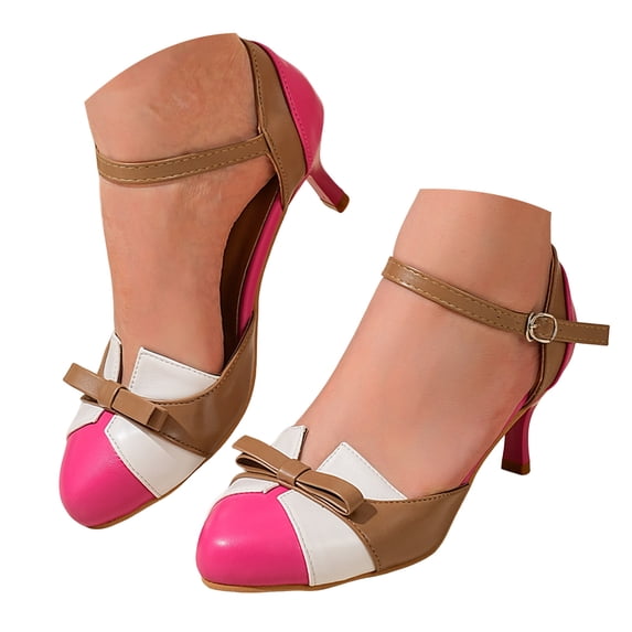 YLYL Women's Pumps Pointed Toe Ankle Strap Kitten Heel Slip on Summer Mary Jane Dress Shoes