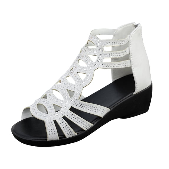 YLYL Women's Roman Sandal Wedge Heel Open Toe Back Zipper Dressy Casual Summer Shoes