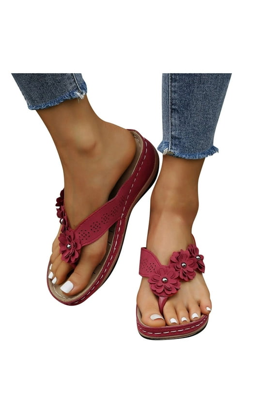 Women's Sandals Dressy Vacation Essentials Slides Lightweight Memory Foam Platform Shoes