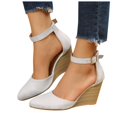 thumbnail image 1 of YLYL Women's Sandals Wedge High Heel Closed Toe Pointed Toe Buckle Ankle Strap Summer Shoes, 1 of 9