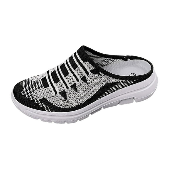 YLYL Women's Slip-On Mule Sneaker Breathable Mesh Tennis Shoes Light Weight Weaving Slippers