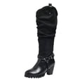 thumbnail image 1 of YLYL Women's Slouchy Knee High Boots Chunky Heel Pointed Toe Pull on Fall Winter Riding Boots with Buckle, 1 of 9
