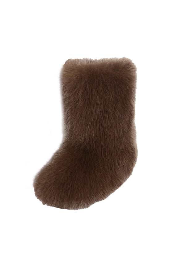 Women's Snow Boot Furry Fluffy Warm Comfy Plush Round Toe Winter Outdoor Indoor Flat Mid Calf Boots