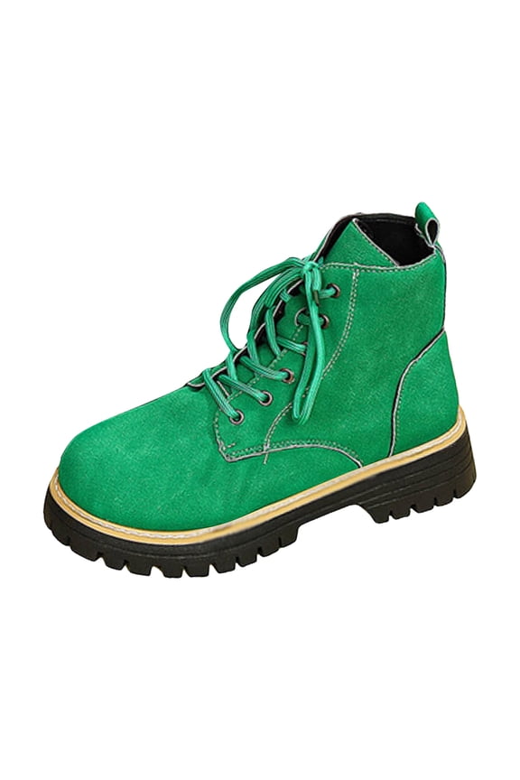 Women's Suede Ankle Boots Lace up Round Toe Chunky Heel Non-Slip Fashion Casual OutdoorHiking Boots