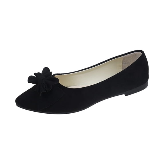 YLYL Women's Suede Bow Pointed Toe Flat Shoes Slip on Soft Comfy Casual Dress Ballet Flats