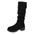 thumbnail image 1 of YLYL Women's Suede Knee High Boots Chunky Heel Round Toe Long Boots Shoes with Zipper, 1 of 9