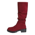 thumbnail image 1 of YLYL Women's Suede Knee High Boots Chunky Heel Round Toe Long Boots Shoes with Zipper, 1 of 9