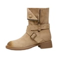thumbnail image 1 of YLYL Women's Suede Knee High Boots with Buckle Hidden Heel Slip on Fashion Casual Riding Boots, 1 of 9