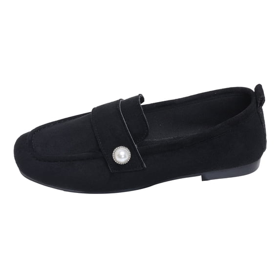 YLYL Women's Suede Penny Loafers Low Heel Round Toe Slip on Fashion Casual Office Work Dress Shoes