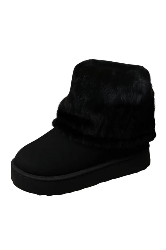 Women's Suede Mid Calf Snow Boots Fur Lined Round Toe Fashion Comfort Winter Warm Outdoor Platform Boots