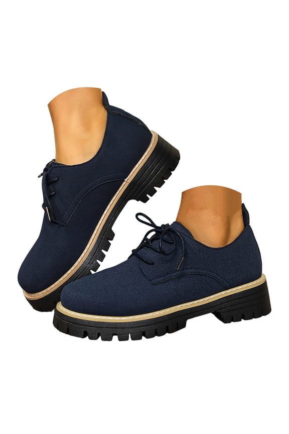 Women's Suede Penny Loafers Chunky Heel Slip on Comfortable Casual Business Office Work Oxfords Shoes