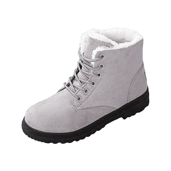 YLYL Women's Suede Waterproof Lace up Winter High Top Snow Boots