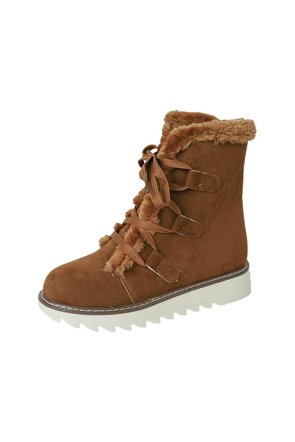 Women's Suede Wedge Ankle Boots Round Toe Lace up Platform High Heel Winter Short Bootie