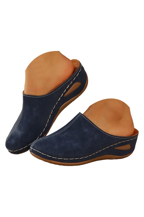 Women's Wedge Clogs Arch Support Open Back Closed Toe Slip on Comfortable Casual Mules Slippers