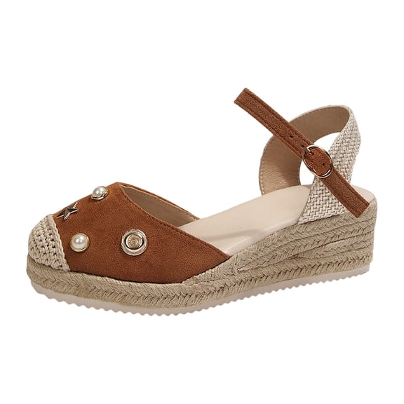 YLYL Women's Wedge Platform Sandals with Adjustable Ankle Strap Closed Toe Dressy Casual Summer Shoes