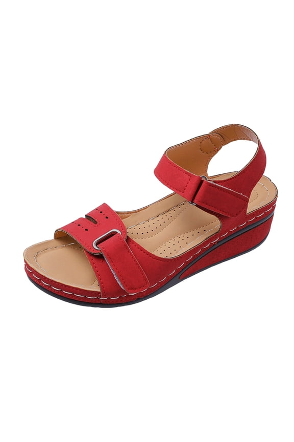 Women's Wedge Sandals with Hook and Loop Straps Open Toe Arch Support Casual Dressy Summer Sandals