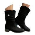 thumbnail image 1 of YLYL Women's Western Cowboy Boots Mid Calf Round toe Chunky Heel Cowgirl Ankle Boots with Pull on Tabs, 1 of 9