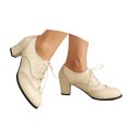 thumbnail image 1 of YLYL Women's Wingtip Oxfords Shoes Chunky Mid Heel Lace up Vintage Dressy Brogues Pumps Shoes, 1 of 9