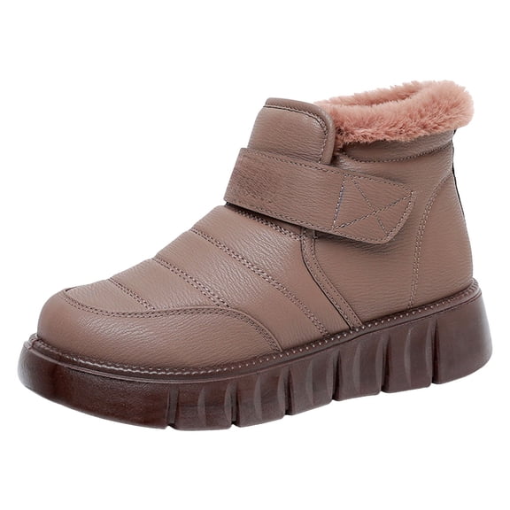 YLYL Women's Winter Ankle Boots with Hook Loop Warm Fur Lined Thick Sole Outdoor Snow Boots