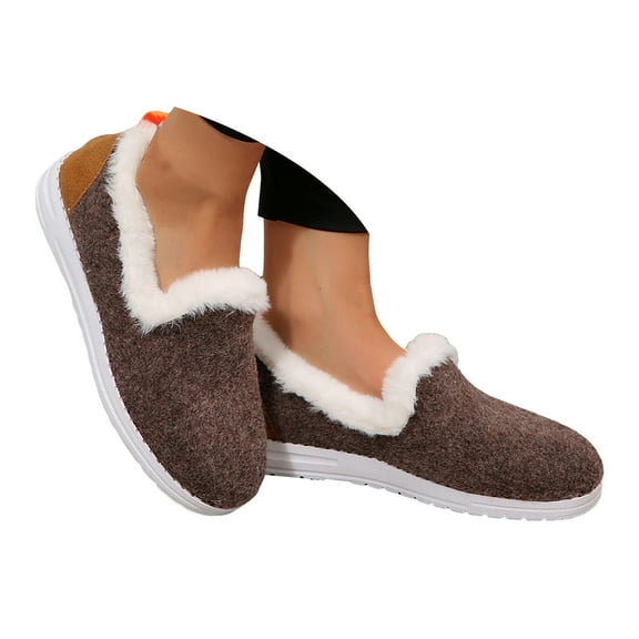 YLYL Women's Winter Loafer Soft Plush Fur Lined Classic Comfy Non-Slip Indoor Outdoor Walking Snow Boots