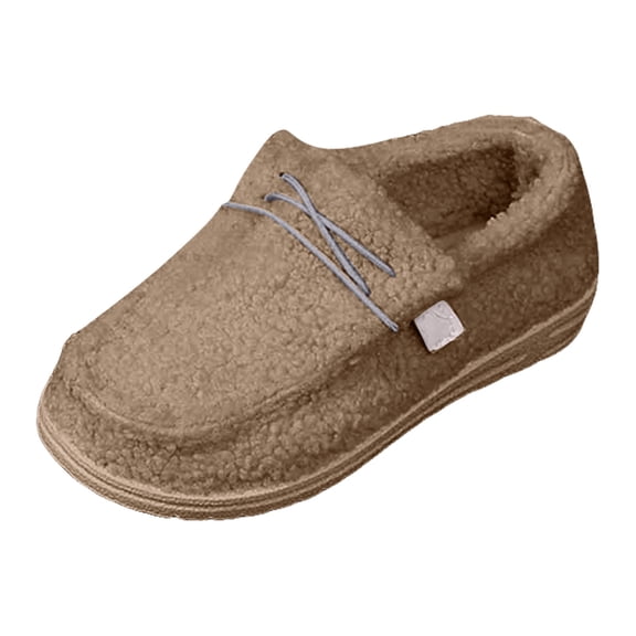 YLYL Women's Winter Loafers Fur Lined Round Toe Fuzzy Cozy Warm Slip on Walking Shoes
