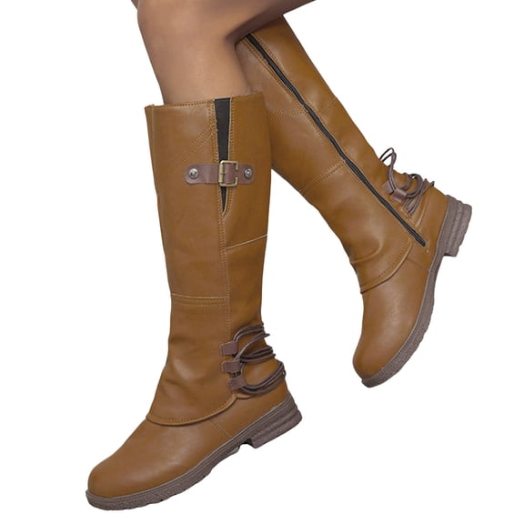 YLYL Women's Winter Snow Boots Lace up Warm Fur Lined Waterproof Non Slip Comfort Outdoor Mid Calf Boots