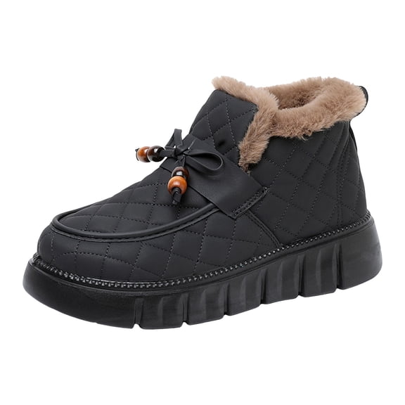 YLYL Women's Winter Snow Boots Waterproof Non-Slip Warm Fur Lined Slip on Ankle Boots