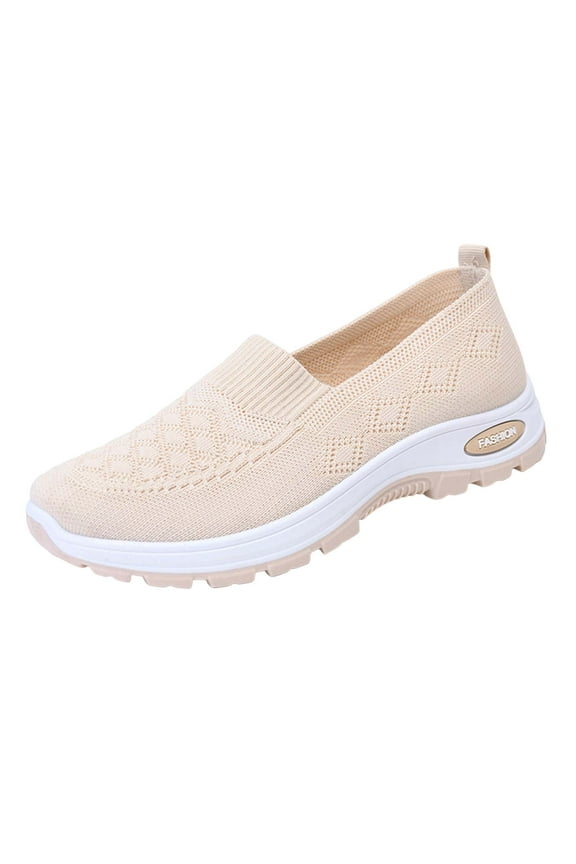 Women's Woven Orthopedic Sneakers Breathable Soft Slip on Diabetic Foam Sneakers with Arch Support