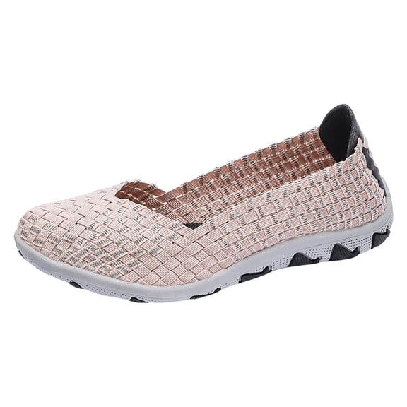 YLYL Women's Woven Sneakers Lightweight Breathable Mesh Slip on Walking Running Shoes