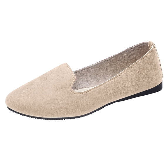 YLYL Women Suede Ballet Loafers Pointed Toe Slip on Lightweight Comfortable Casual Dress Flat Shoes