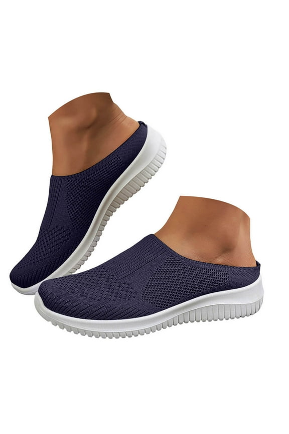 Women Backless Mules Open Back Breathable Mesh Lightweight Comfortable Slip on Walking Shoes