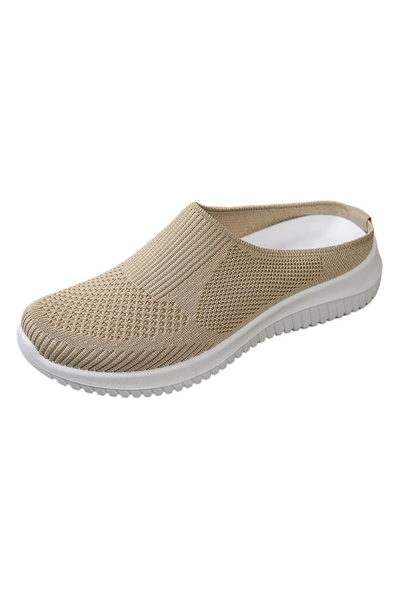 Women Breathable Mesh Slip on Mules Closed Toe Backless Sneakers Lightweight Comfortable Walking Shoes