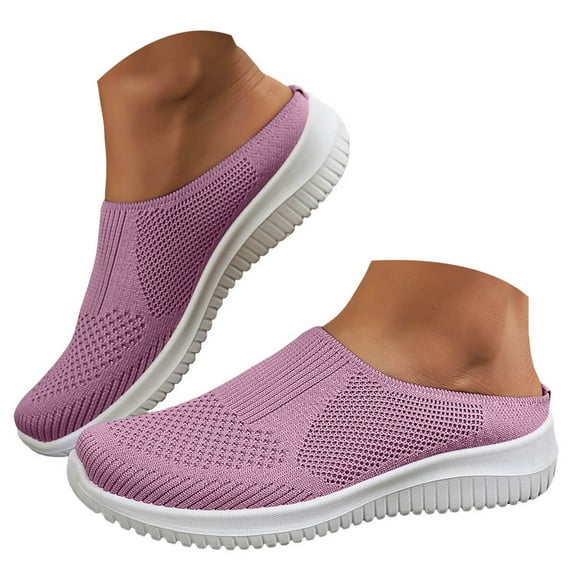 YLYL Womens Breathable Mesh Walking Mules Sneakers Open Back Slip on Shoes