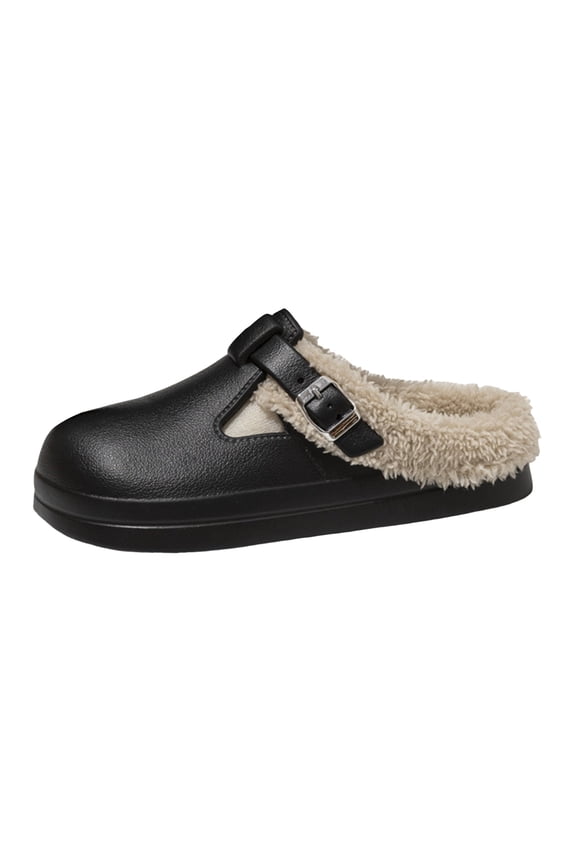 Womens Clogs Warm Fur Lined Waterproof Slip on Winter Indoor Outdoor Garden Mules Bedroom Slippers