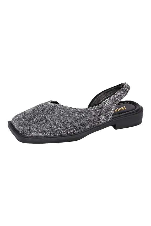 Womens Flat Sandals Square Close Toe Ankle Strap Fashion Casual Summer Slingback Shoes