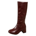 thumbnail image 1 of YLYL Womens Knee High Boots Snip Toe Side Zipper Chunky Mid Heel Fall Winter Fashion Long Boots, 1 of 9